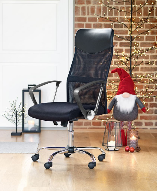 Компьютерное кресло Primaveo с эргономичной спинкой, для дома и офиса | Эко-кожа + сетка, Черное Киев - изображение 7