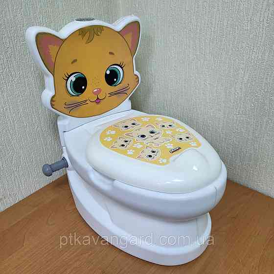 Дитячий горщик у вигляді унітазу Котик Pilsan 07-563 (звук слива, підсвічування, спинка, горщик, що знімається) Хмельницький