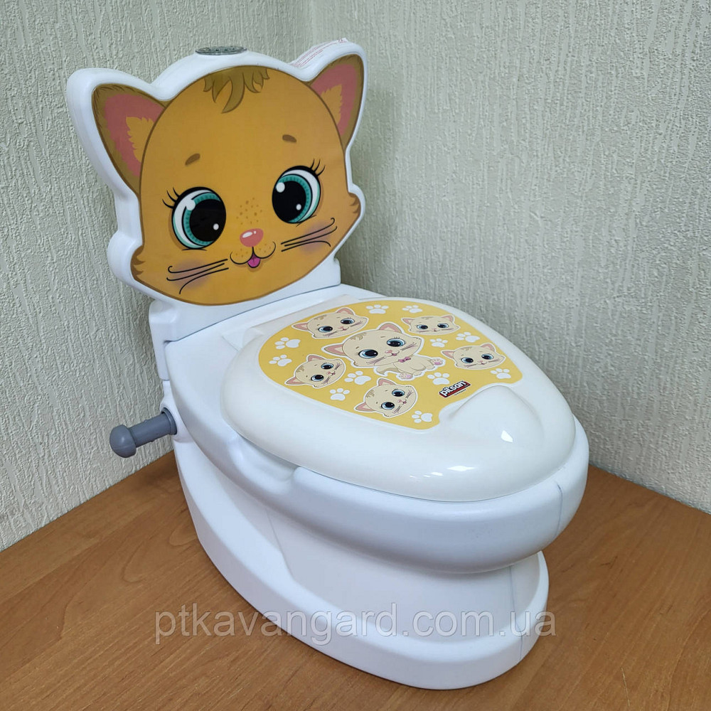 Дитячий горщик у вигляді унітазу Котик Pilsan 07-563 (звук слива, підсвічування, спинка, горщик, що знімається) Хмельницький - фото 1