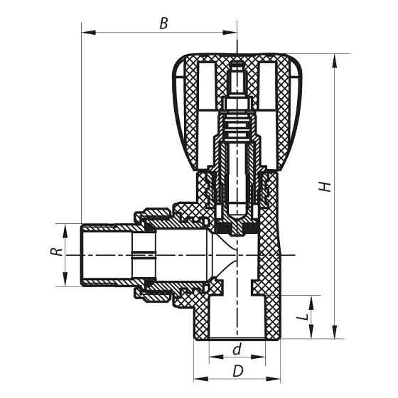 Вентиль радіаторний кутовий PPR 20x1/2 (Koer K0167.PRO) (KP0216) Київ