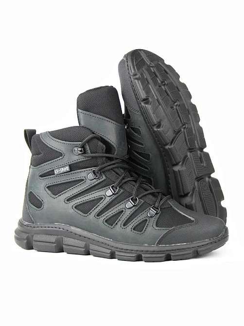 Тактичні черевики ГРИЗЛІ , демісезонні, чорні, шкіряні, водонепроникні, зносостійкі, прошиті, посилений носок Львів - фото 3