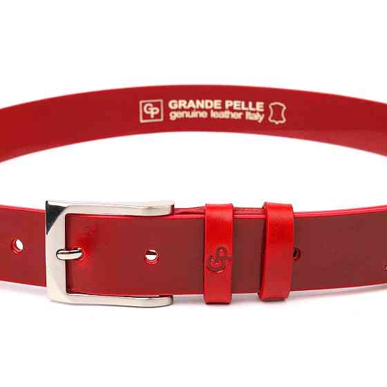 Стильний жіночий ремінь під джинси з натуральної шкіри Grande Pelle 21454 Червоний Київ