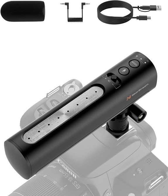 USB микрофон NearStream для стриминга подкастов записи вокала с AI шумоподавлением совместим с камерами черный Киев - изображение 10