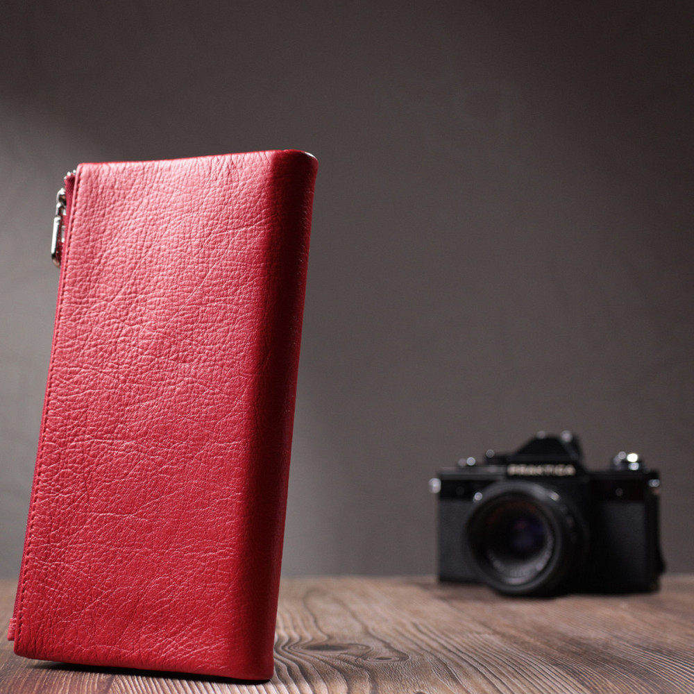 Портмоне для жінок з блоком для карт з натуральної шкіри ST Leather 22699 Червоний Київ - фото 2