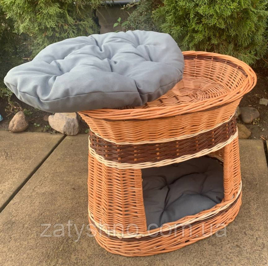 Лежак овальный для кошки, плетеный, с подушкой Киев - изображение 4