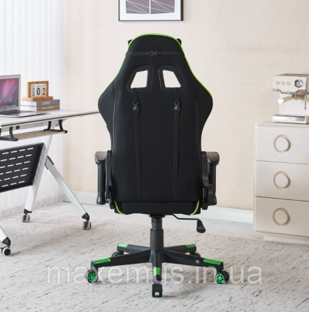 Компьютерное кресло для геймера из ткани с регулировкой подлокотников кресло геймерское B-142 черно-зеленое Мостиска