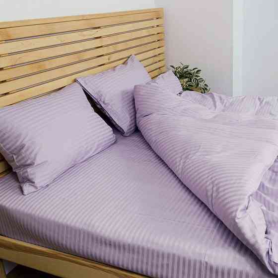 Постельное белье Евро комплект Страйп Сатин 125 г/м2 YouStar (Лиловый) 2 х 50х70 Сумы