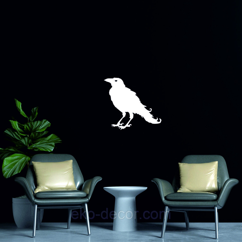 Декоративное настенное Панно «Ворон» Декор на стену 90*81 см, Белый Киев - изображение 4