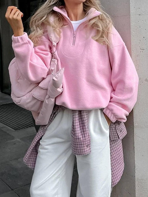 Женская теплая оверсайз кофта с молнией флис двусторонний 48/52 Одесса - изображение 2