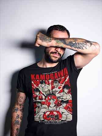 Футболка для хлопчика з аніме принтом Аніме Боксінг Хаджіме Но оверсайз (зріст від 165 до 180) Чорний AnimeJ0293m Дніпро