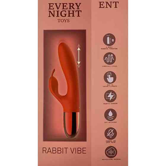 Вибратор кролик Every Night Toys с отростком для стимуляции клитора, красный Sex Aura Киев