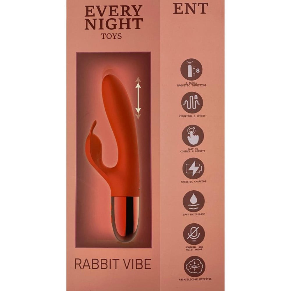 Вибратор кролик Every Night Toys с отростком для стимуляции клитора, красный Sex Aura Киев - изображение 3