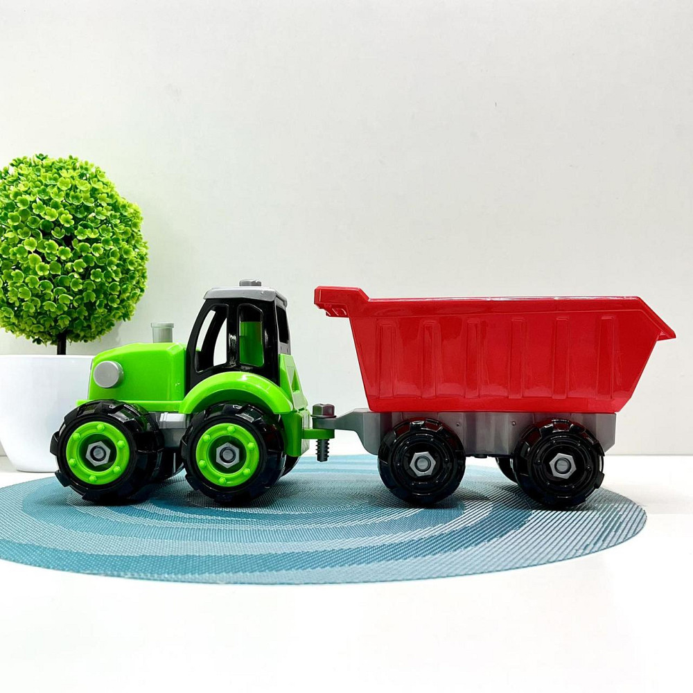 Трактор конструктор на шурупах із причепом 32 см Зелено-червоний (0488-801-2-3) Чернигов - изображение 5