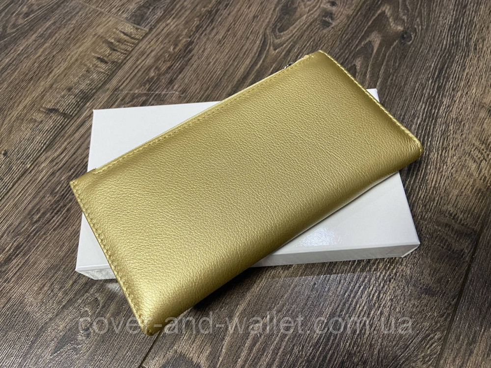 Жіночий гаманець з натуральної шкіри золотистого кольору на магніті та блискавці Marco Coverna 0134 Київ - фото 7
