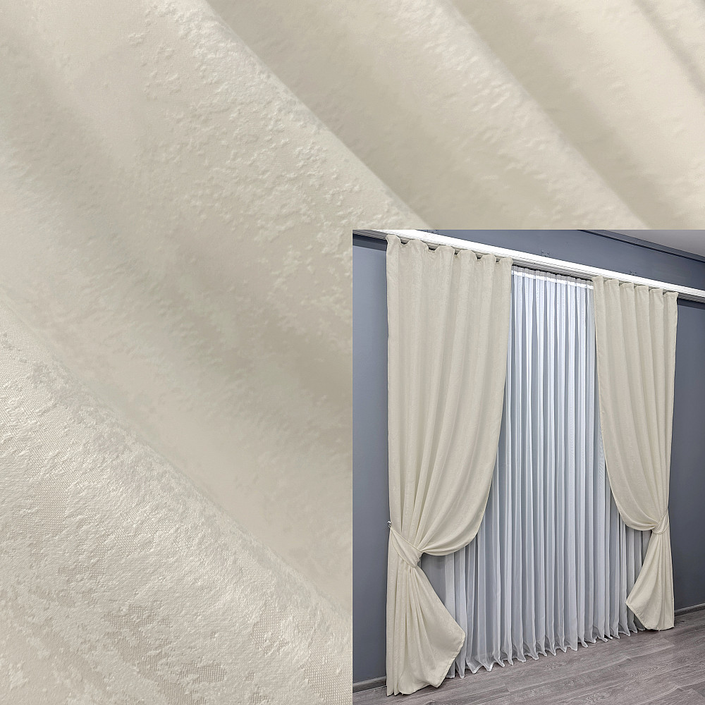 Комплект готових штор VR-Textil Жакард Sultan № 870ш Кремовий 100х270 см 2 шт (31-282) Київ - фото 1