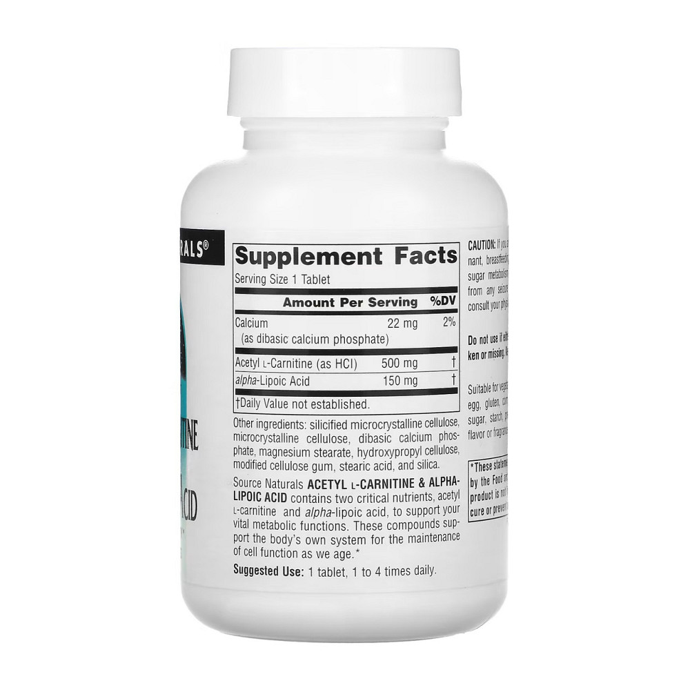 Ацетил L-карнитин + Альфа-липоевая кислота Acetyl L-Carnitine & Alpha-Lipoic Acid 60 tabs Киев - изображение 2