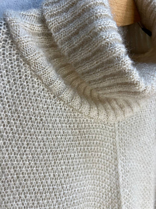 Свитер женский MY FASHION 3267 паутинка оверсайз широкий воротник хомут удлиненный, бежевый, 44-48 Киев - изображение 4