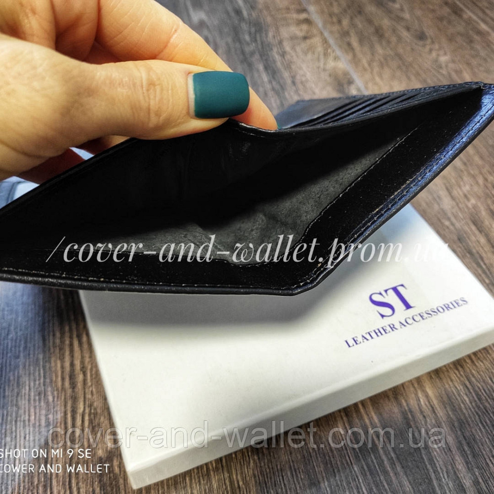 Компактний шкіряний чоловічий купюрник чорного кольору ST B-MS35 Київ - фото 3