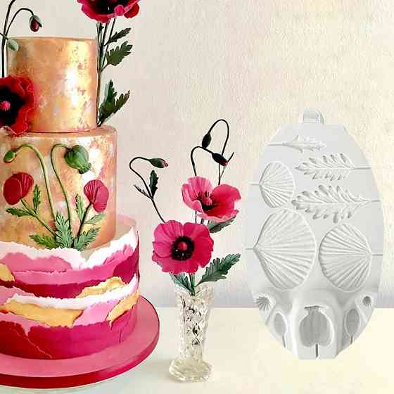 Молд силиконовый Маки 185 на 108 мм белый Киев