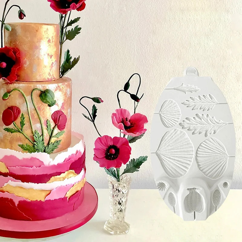 Молд силиконовый Маки 185 на 108 мм белый Киев - изображение 5