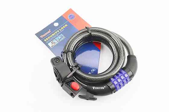 Замок протиугінний тросовий 1500х12мм з 4-х значним кодом, кріплення за трубу сидіння, TY523 Київ