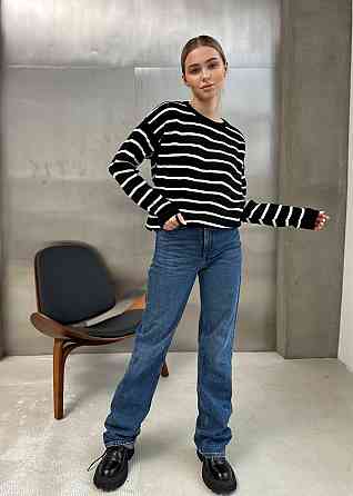 Жіночий базовий смугастий светр оверсайз вовна 70% акрил 30% Одеса