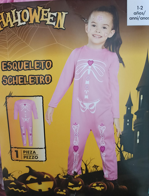Дитячий комбінезон Скелет для дівчинки на Хелловін розмір 1-2 роки 74-92 рожевий Київ - фото 5