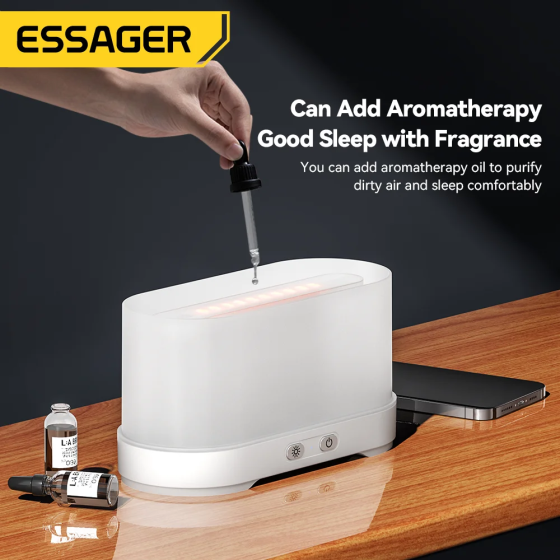 Зволожувачі повітря ESSAGER Flame Aromatherapy Humidifier Black Одеса