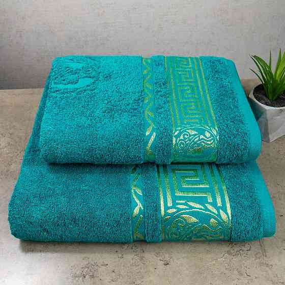 Набір рушників для сауни 2шт GM Textile 50х90см, 70х140см Caesar 450г / м2 (Бірюзовий) Суми