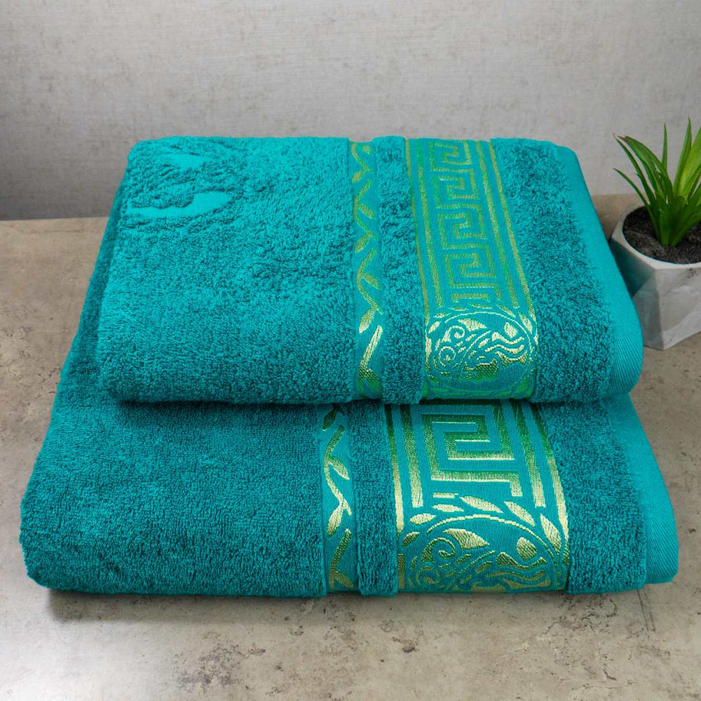 Набор полотенец для сауны 2шт GM Textile 50х90см, 70х140см Caesar 450г/м2 (Бирюзовый) Сумы - изображение 1