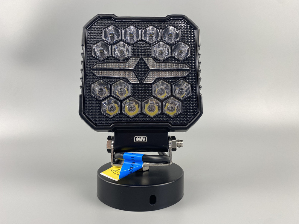 Фара LED квадратна 16 Led chip 12/24V. Широкий промінь + DRL світло + стробоскоп, світло 6500 К, IP67 Мукачево - фото 1