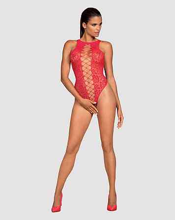 Ажурный бодистокинг с эффектом шнуровки Obsessive B120 teddy red S/M/L, красный Sex Aura Киев