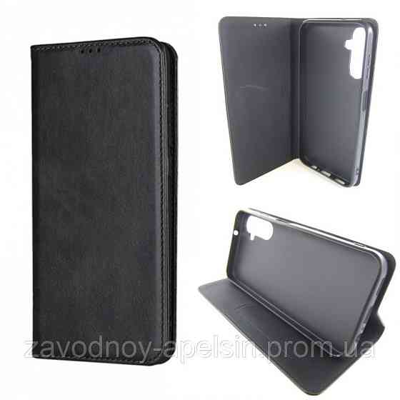 Чехол книжка Samsung A14 A145 A146 Кожаный (черный) Одесса