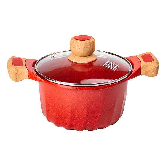 MGC Набір посуду, 3 каструлі, товстодонне алюмінієве дно MGC з лопаткою та ополоником, червоний Київ