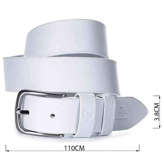 Шикарный мужской кожаный ремень Белый (GRANDE PELLE) Киев