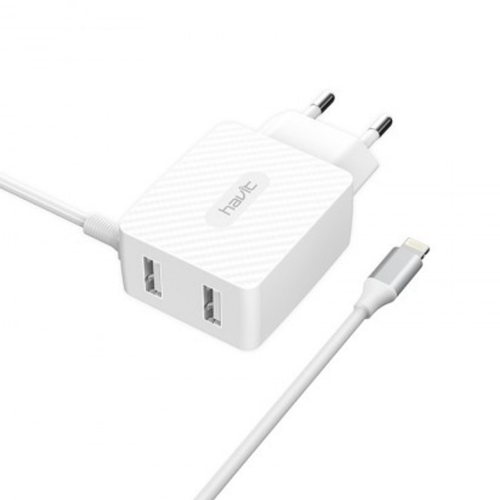 Зарядний пристрій мережевий 2USB/Lightning білий Havit HV-H143 Житомир