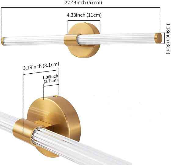 Светильник настенный LED, Бра золотистый 2W, 960 лм, 4000K современное освещение для ванной, спальни Киев
