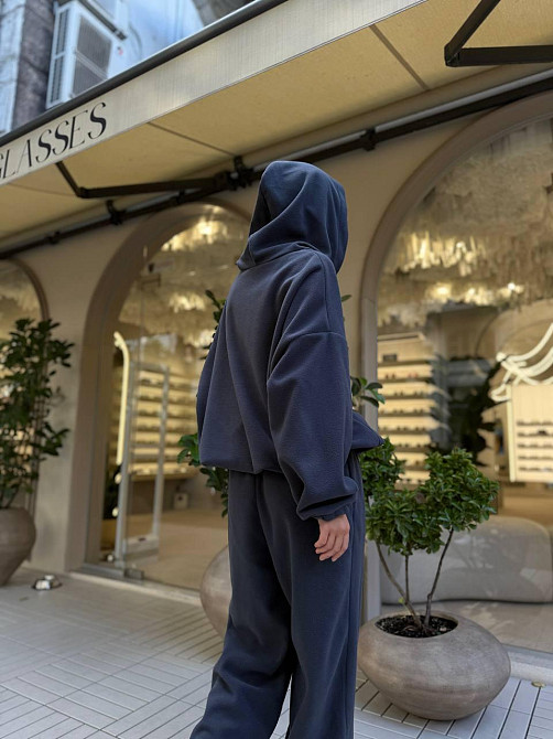 Стильний жіночий теплий костюм двосторонній фліс-полір Графіт Одеса - фото 5