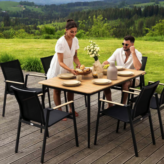 Комплект садових меблів Di Volio Brivio 6+1 чорний/бежевий Київ