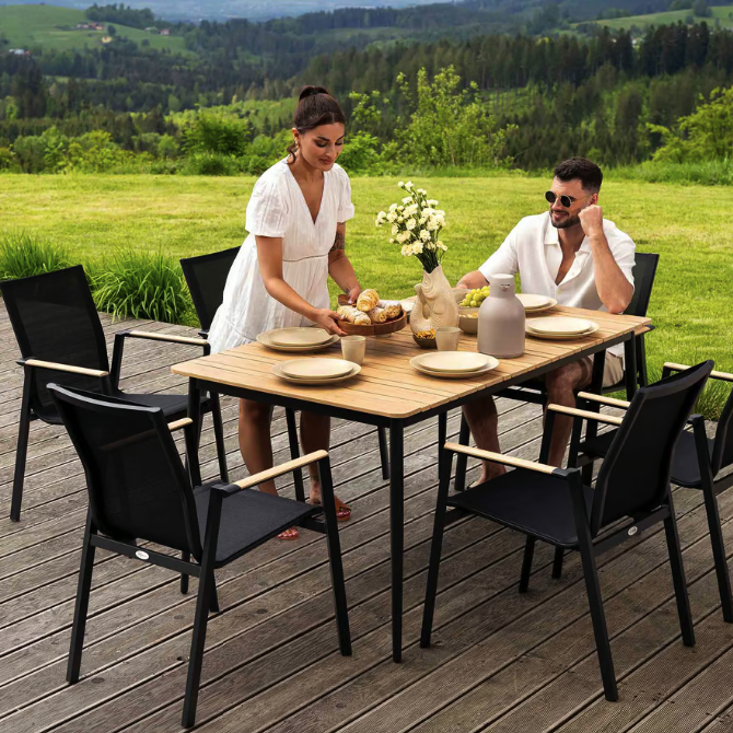 Комплект садових меблів Di Volio Brivio 6+1 чорний/бежевий Киев - изображение 2