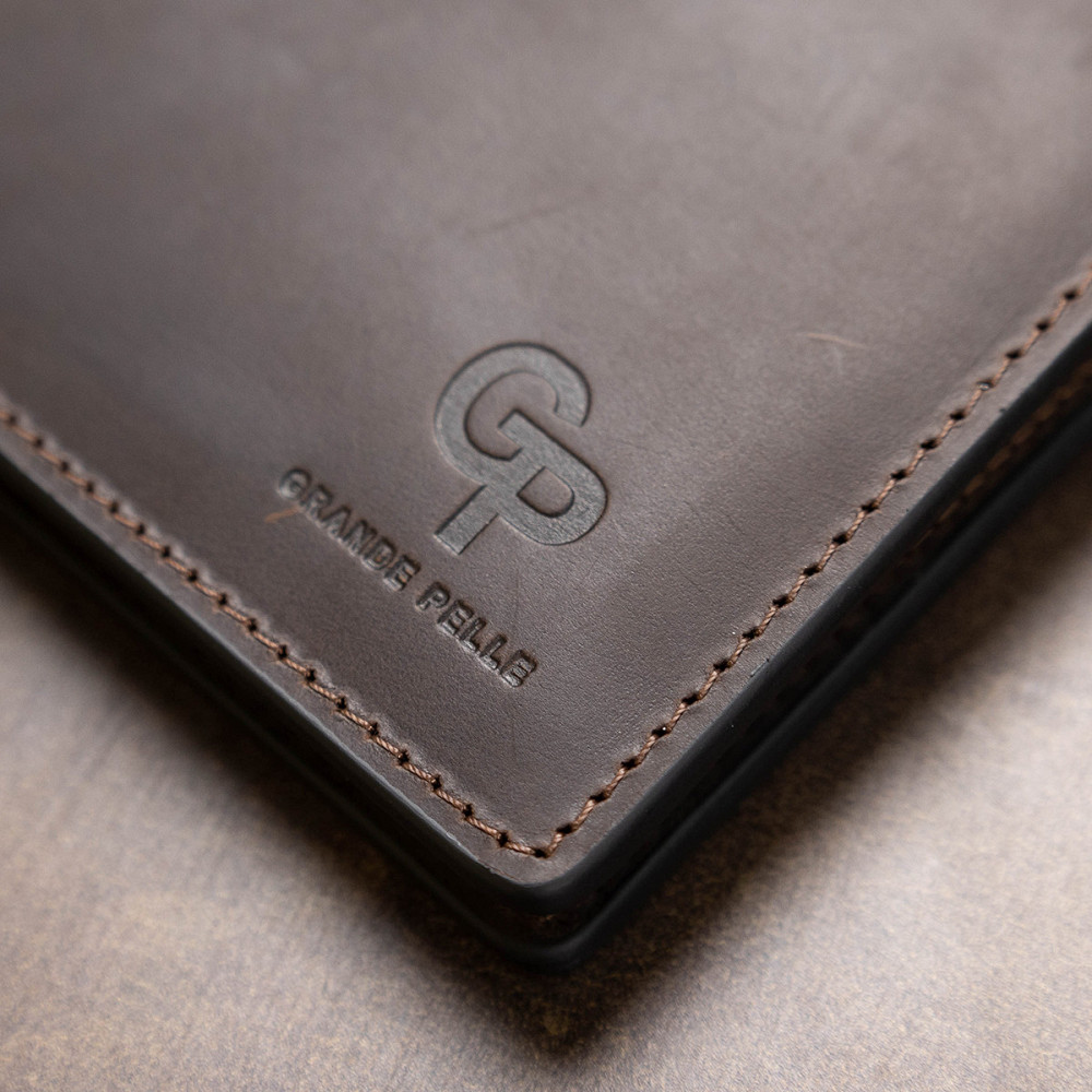 Кожаное мужское винтажное портмоне Коричневый (GRANDE PELLE) Киев - изображение 3