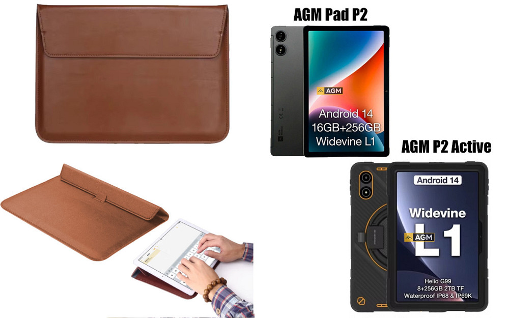 Чехол-конверт VitoCase для AGM Pad P2, P2 Active, с функцией подставки для планшета Коричневый Киев - изображение 1