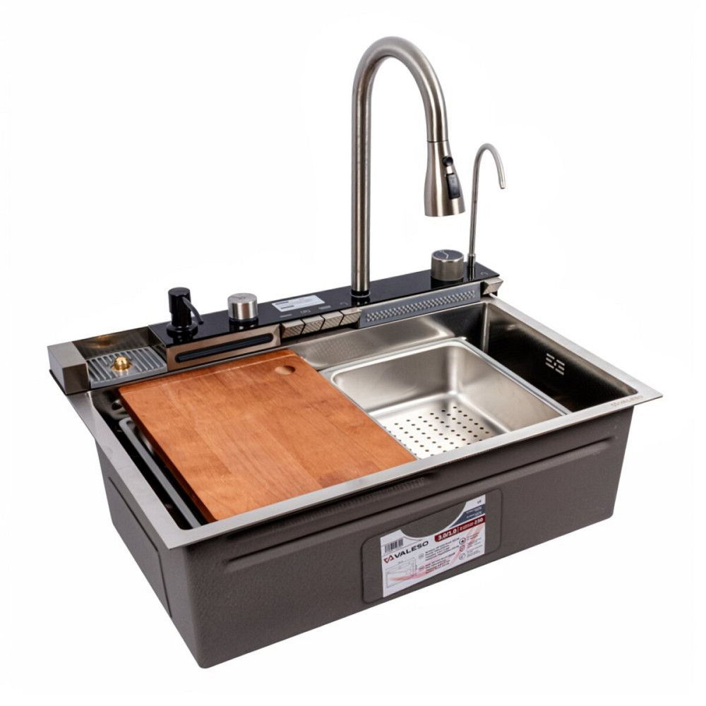 VALESO Мийка кухонна сатин Valeso Handmade "Водоспад" (ДЕКОР) 68х45M Киев - изображение 2