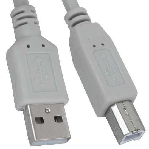 Шнур USB штекер A - штекер В, v.2.0, диам.-4.5мм, 5м, серый Полтава - изображение 1