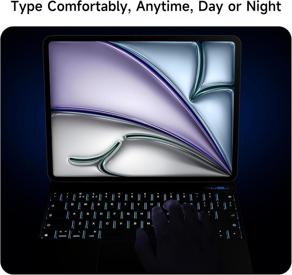 Клавіатурний чохол для iPad Air 11 (M3/M2) чорний з трекпадом RGB підсвітка магнітний універсальний кейс 11 дюймів Київ - фото 6