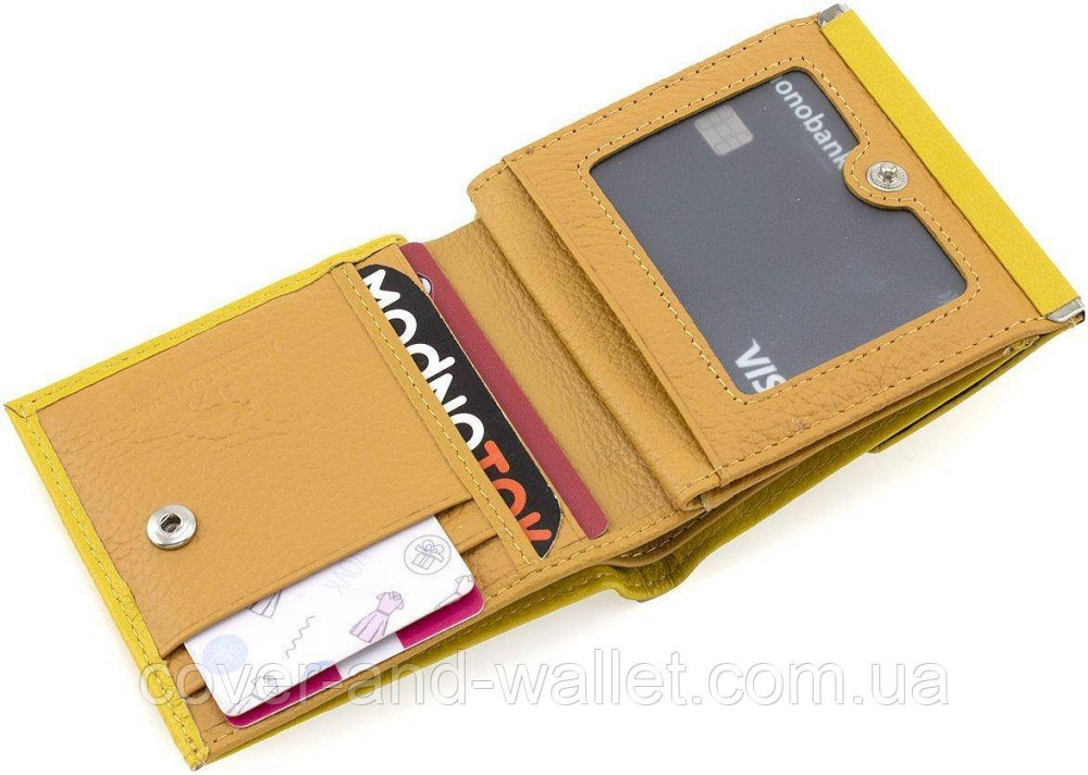 Желтый женский кошелек маленького размера из натуральной кожи Marco Coverna Киев - изображение 6
