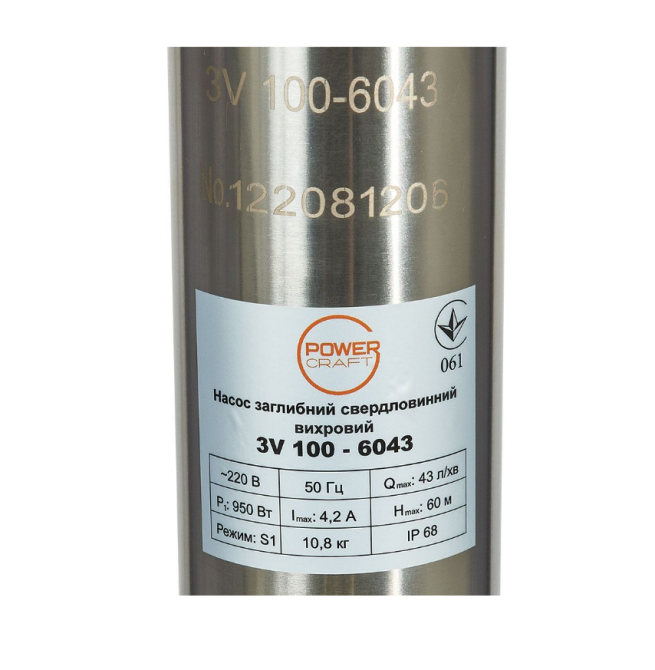 Насос погружной скважинный Powercraft 3V 100-6043w + кабель 15 м Киев - изображение 3