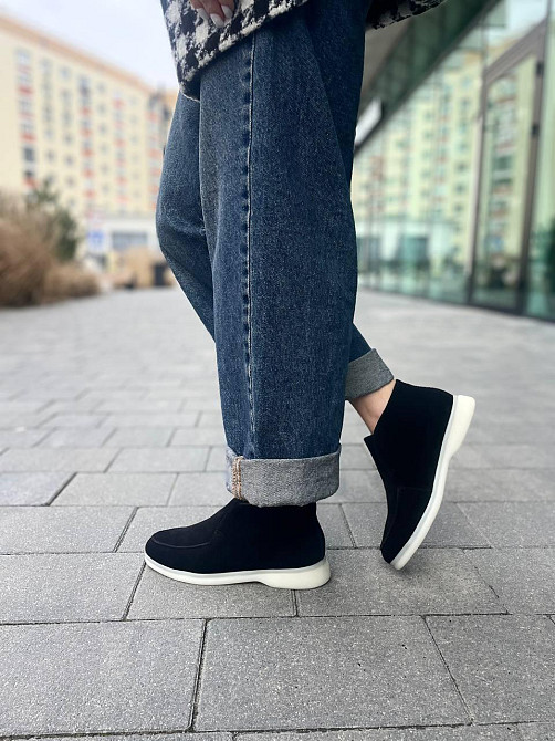 Лоферы женские GREMMY черные из натуральной замши с белой подошвой размер 36-41 (207/1) Коломыя - изображение 5