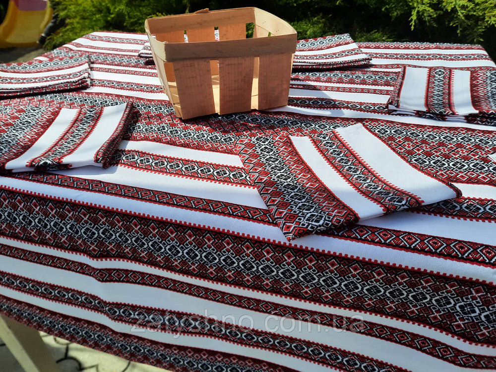 Вышитая скатерть на хлопке красная Киев - изображение 5