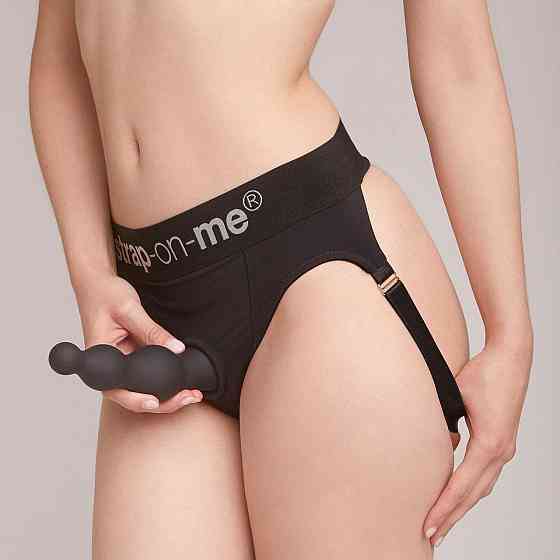 Насадка для страпона Strap-On-Me Dildo Plug Beads Black M Sex Aura Київ